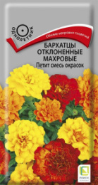Бархатцы отклоненные (Тагетес) Петит смесь окрасок махровые 0,4г цветной пакет Поиск