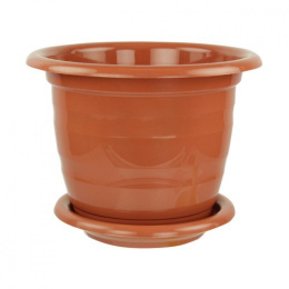 Горшок для цветов пластиковый Виола с поддоном  2л коричневый Альтернатива М1531