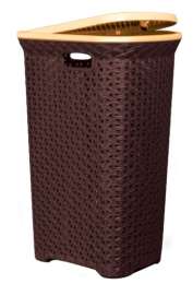 Корзина для белья пластиковая угловая 55л 49,5х35х58см Плетенка, шоколадный Ар-Пласт 16021