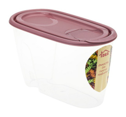 Банка для сыпучих пластиковая 0,90л овальная, цвет крышки в ассортименте Idea М1220