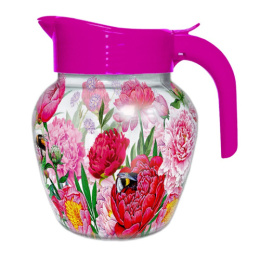 Кувшин стеклянный 1,5 л с крышкой Пион 107-021