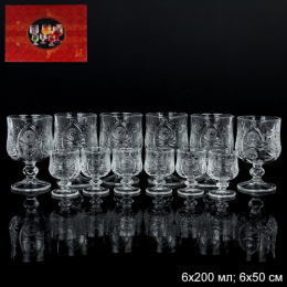 Двойка - набор стеклянный 12 предметов (6 бокалов + 6 рюмок) Орнамент, в п/у HD-800/660494