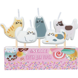 Свеча для торта набор  5шт. фигурные 3,1х3,6х0,8см Кошечки deVente 9060518