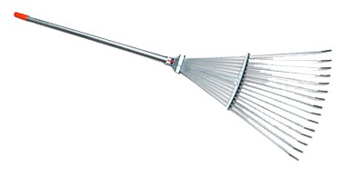 Грабли веерные раздвижные 16 зубьев оцинкованные, оцинкованный черенок