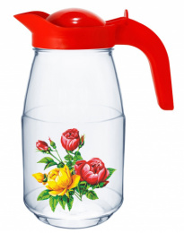Кувшин стеклянный 1,5 л с крышкой Роза Декостек 1607-Д