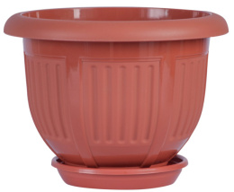Кашпо пластиковое Лотос с поддоном 3,5л 23х23х17,5см терракотовый Ар-Пласт 07022