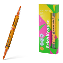 Текстовыделитель двухсторонний оранжевый ErichKrause Visioline V-16 Brush Neon 60797