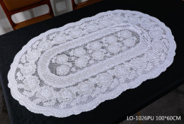Салфетка виниловая овальная 60х100см Лейс, перламутр Grace LO-1026PU