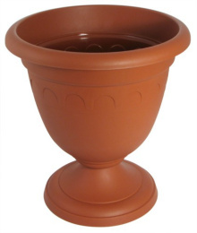 Вазон для цветов пластиковый Колывань высокий с подставкой 1,7л d-18см терракотовый Martika С133Т