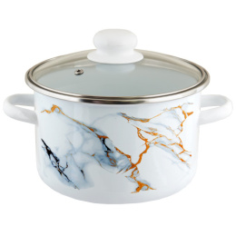 Кастрюля эмалированная Marble / Мрамор 2,0л цилиндрическая со стеклян. крышкой Appetite 1RD161S