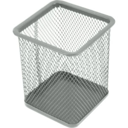 Стакан для пишущих принадлежностей Devente квадратный, сетчатый металлический, серый 4104015