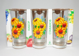 Набор стаканов стеклянных 6шт. 230мл высокие Подсолнух, в п/у Декостек 146-Д