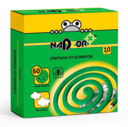 Спирали от комаров 10шт. зеленые малодымные без запаха (Надзор) Nadzor ISM004C