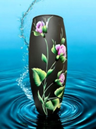 Ваза для цветов стеклянная бочонок h-26см Flora Вальс, цветная/художка, в п/у Декор-Стиль Н 43966