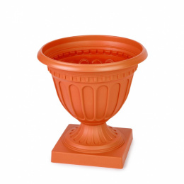 Вазон для цветов пластиковый Олимпия на ножке 12л d-36,5см h-37,5см коричневый Альтернатива М9034