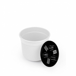 Горшок для цветов пластиковый Сканди со вставкой  1,0л d-13,5см h-11,5см белый Альтернатива М9158