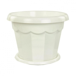 Горшок для цветов пластиковый Гармония с поддоном  4л белый Альтернатива М1411