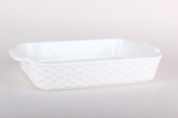 Форма для запекания фарфоровая жаропрочная прямоугольная 30х19х5,5см с ручками, белый Коралл ZD12691