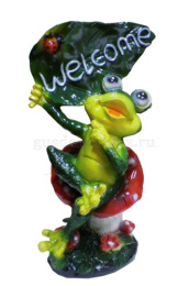 Фигурка садовая гипсовая Лягушка на мухоморе средняя 18х31см ГусьДекорЛюкс 8С10