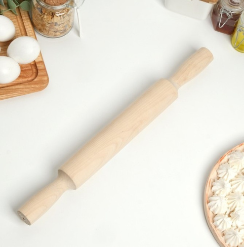 Скалка двуручная деревянная береза 50х4см Мирхозторг 1361