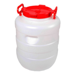 Бочка  40л пластиковая пищевая круглая, горловина d-19,5см с навесными ручками Дачная белая Радиан