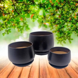 Горшки для цветов керамические набор 3шт. с поддоном 0,8л, 1,5л, 3,2л Радужный Дом РД85837