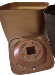 Кашпо пластиковое напольное Леонардо с дренажной вставкой 37л, серый Агропласт