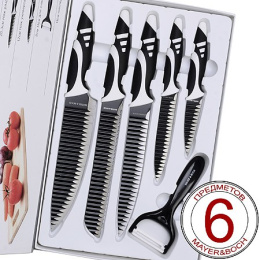 Набор ножей  6 предм. 5 ножей с антибактериальным покрытием с силиконовыми ручками + овощечистка, в п/у Mayer & Boch 26993