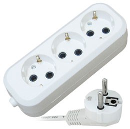 Удлинитель 3 розетки  3м 10А с заземлением, ПВС 2 х 0,75, 1300Вт, Люкс UNIVersal У10-554