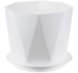 Кашпо пластиковое Призма с поддоном 4,7л d-22см h-18,5см белый Idea М3139