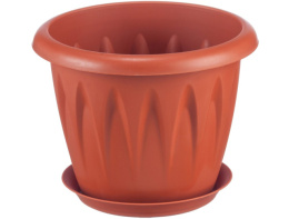 Кашпо пластиковое Алиция с поддоном 1,0л d-14см h-11см терракотовый Idea М3064