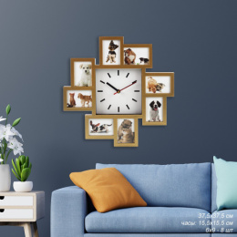Часы-фоторамка настенные 37,5 х 37,5см, 8 фото R8268B