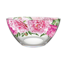 Салатник стеклянный средний 160мм/700мл Пионы Декостек 425/1-Д