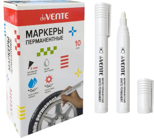 Маркер перманентный белый Devente пулевидный, 2мм 5043613