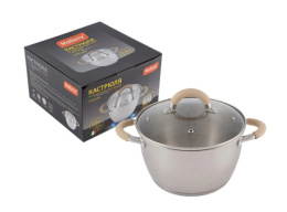 Кастрюля из нержавеющей стали  3,3л 200мм стеклянная крышка, Fortuna Mallony 007219