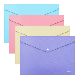 Папка с кнопкой А4 ErichKrause Diagonal Pastel, непрозрачная ассорти 50322