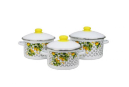 Эмаль набор посуды Магн 3 предм. кастрюли цилиндрические с металл. крышками 2л, 3л, 4л Сорренто, белый Эмаль Магнитогорск 2-3230/4