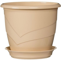 Горшок для фиалок пластиковый Венеция с поддоном 0,75л d-12см h-10см крем 5plast 5PL0375