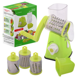 Овощерезка многофункциональная нержавеющая сталь+пластик  3 насадки (роторная) Мультидом VL53-158