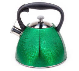 Чайник из нержавеющей стали со свистком 3,0л черная ручка, зеленый мрамор Winner  WR-5063