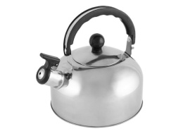 Чайник из нержавеющей стали со свистком 2,0л черная ручка, зеркальная полировка, Casual 004259