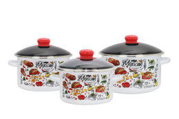 Эмаль набор посуды Магн 3 предм. кастрюли цилиндрические с металл. крышками 2л, 3л, 4л Мексика белый Эмаль Магнитогорск 2-3228/6