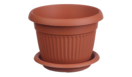 Кашпо пластиковое Ливия с поддоном  1,4л d-16см h-12,5см терракотовый Idea М3010