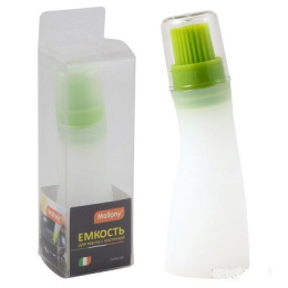 Кисточка кулинарная силиконовая + пластиковая емкость для масла с крышкой 130мл Capacita Mallony 001797