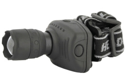 Фонарь налобный на батарейках светодиодный  1LED, Zoom, 3 режима работы, серый (АААх3) Ultraflash LED5354