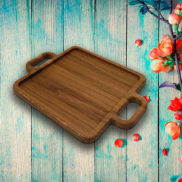 Доска для подачи деревянная дуб 330х250х20мм с ручками ДомВуд Д100