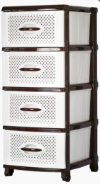 Комод четырехсекционный пластиковый 45х38х95см шоколадно-белый Ар-Пласт 16005