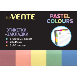Этикет-закладки самоклеящиеся  5 цветов х  20 листов 45х20мм Devente Pastel 2011111
