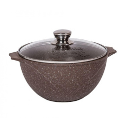 Казан алюминиевый литой с антиприг. покрытием Гранит Brown 4,0л со стеклян. крышкой с металл. ручками, для плова Мечта 54806