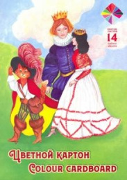Картон цветной 14 листов 14 цветов А4 двухсторонний, мелованный, Хитрец ЦК-5613